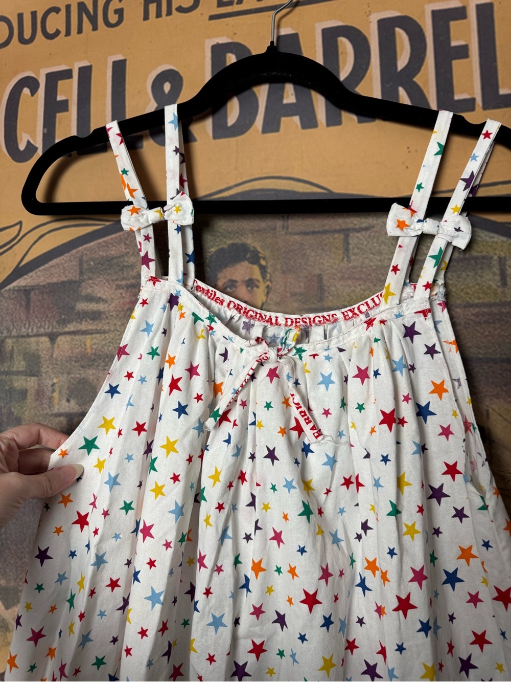 White With Rainbow Star Print Nightgown
